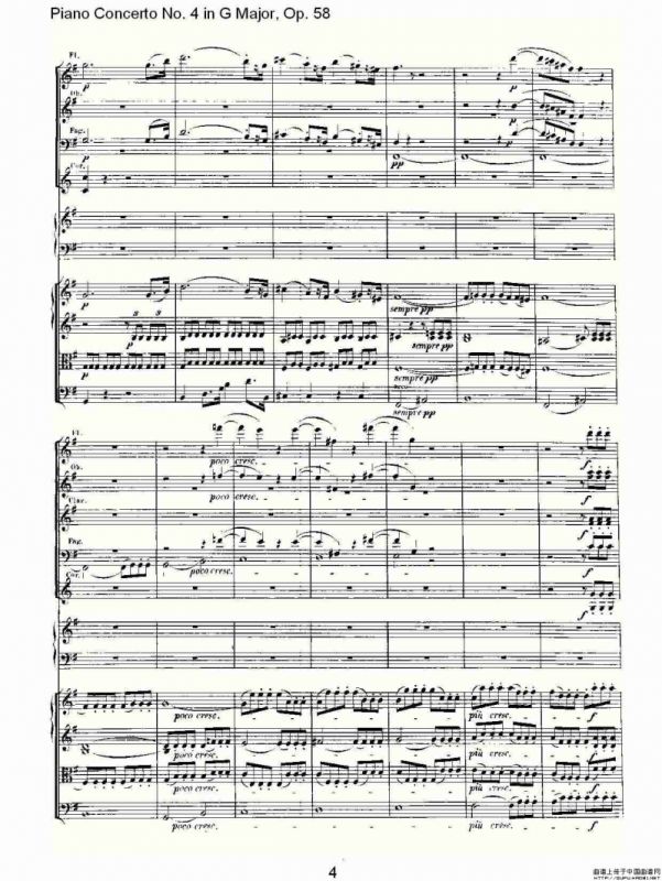 Ｇ大调钢琴第四协奏曲 Op.58 第一乐章（总谱）