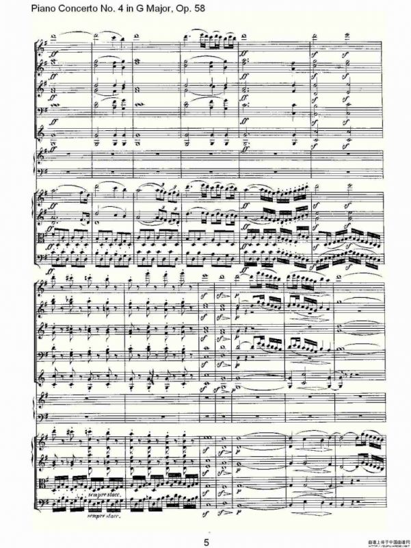 Ｇ大调钢琴第四协奏曲 Op.58 第一乐章（总谱）