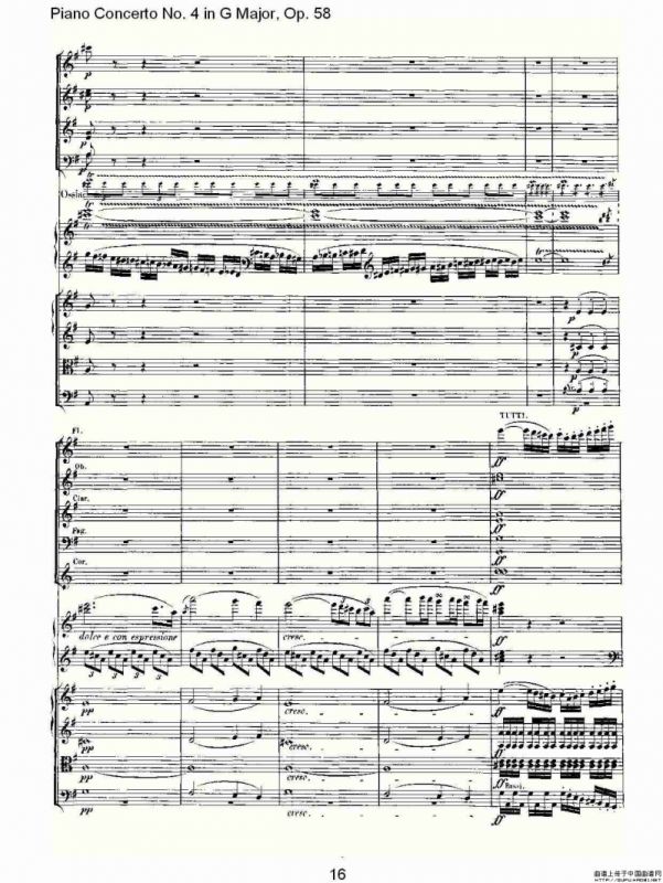Ｇ大调钢琴第四协奏曲 Op.58 第一乐章（总谱）