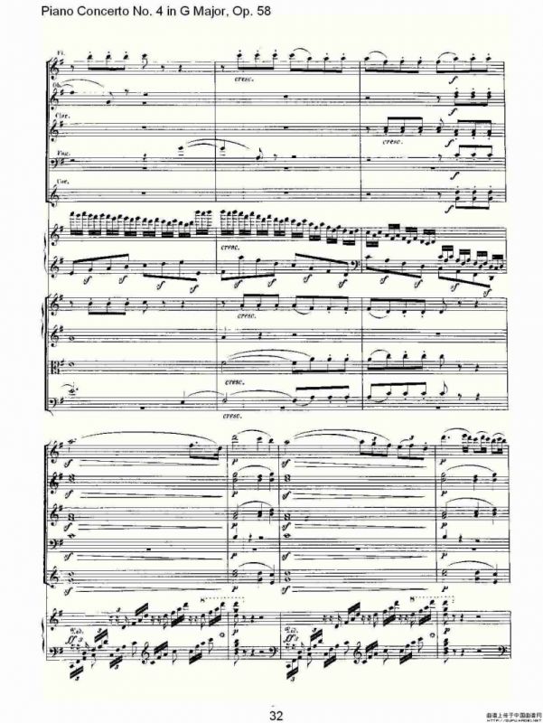 Ｇ大调钢琴第四协奏曲 Op.58 第一乐章（总谱）