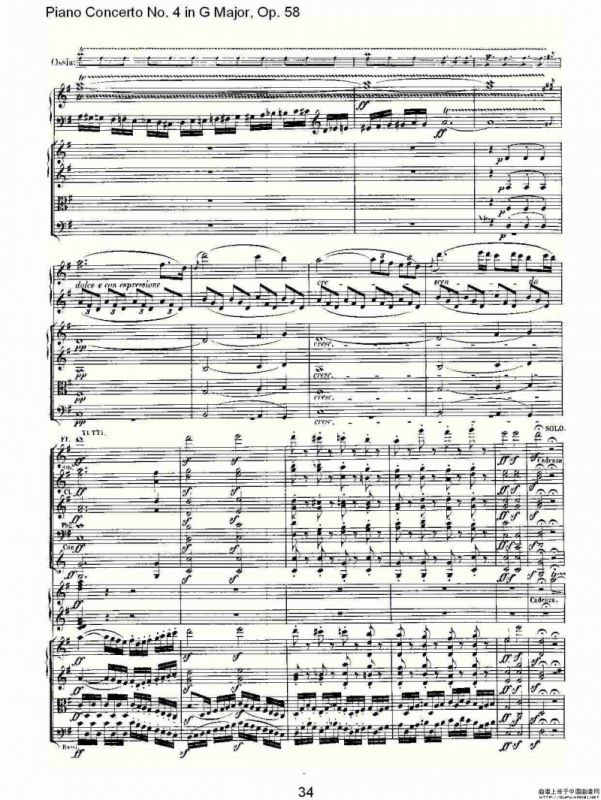 Ｇ大调钢琴第四协奏曲 Op.58 第一乐章（总谱）
