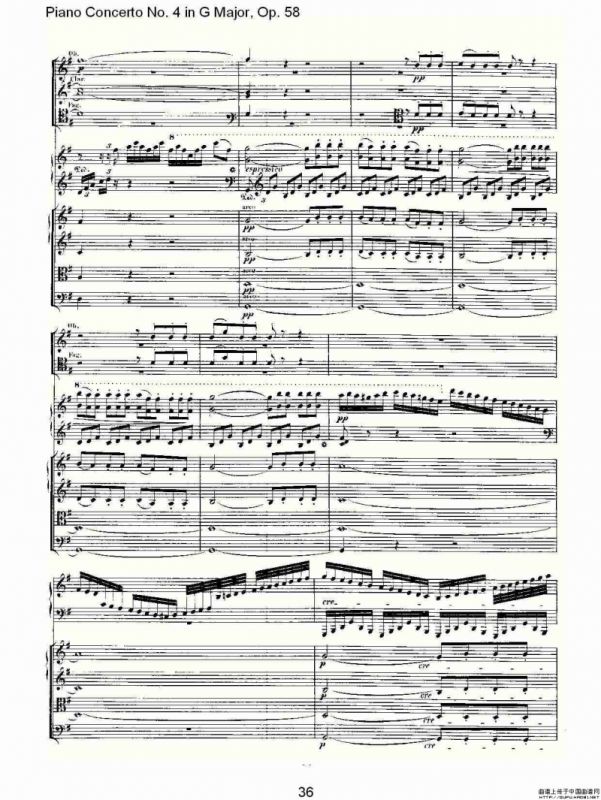 Ｇ大调钢琴第四协奏曲 Op.58 第一乐章（总谱）