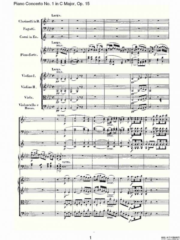 C大调钢琴第一协奏曲 Op.15 第二乐章