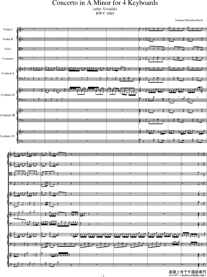 四羽管键琴协奏曲 BWV1065