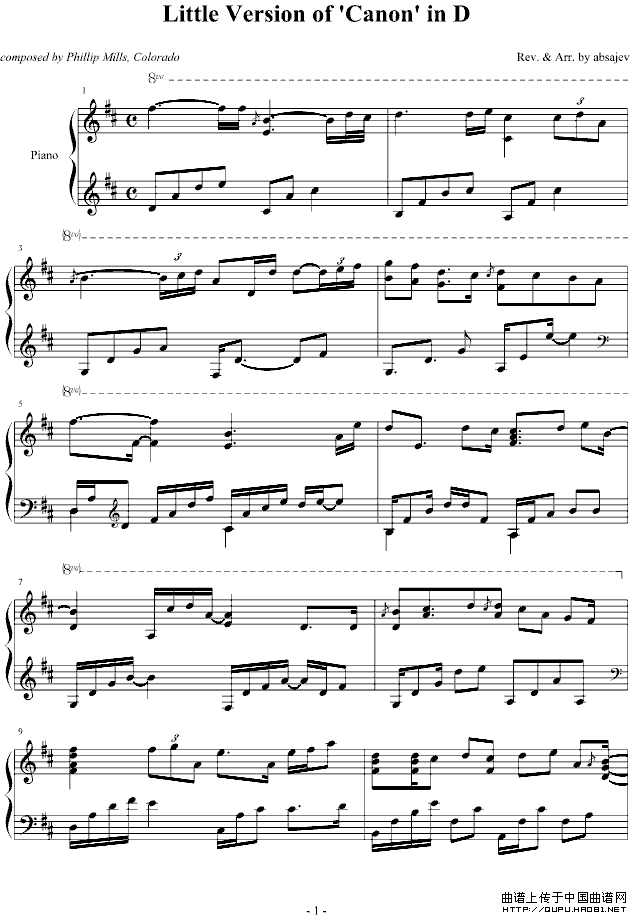 卡农随想曲（Little Version ofCanonin D）