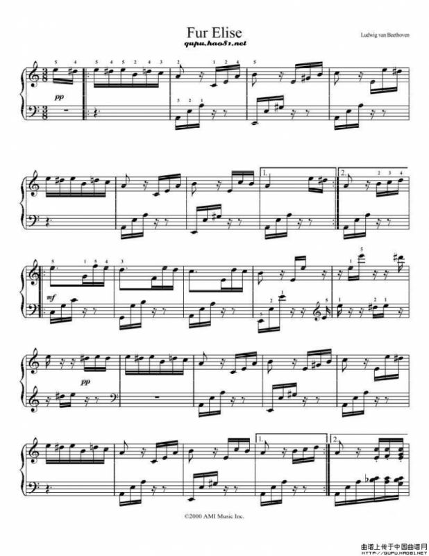 献给爱丽丝（带详细指法）