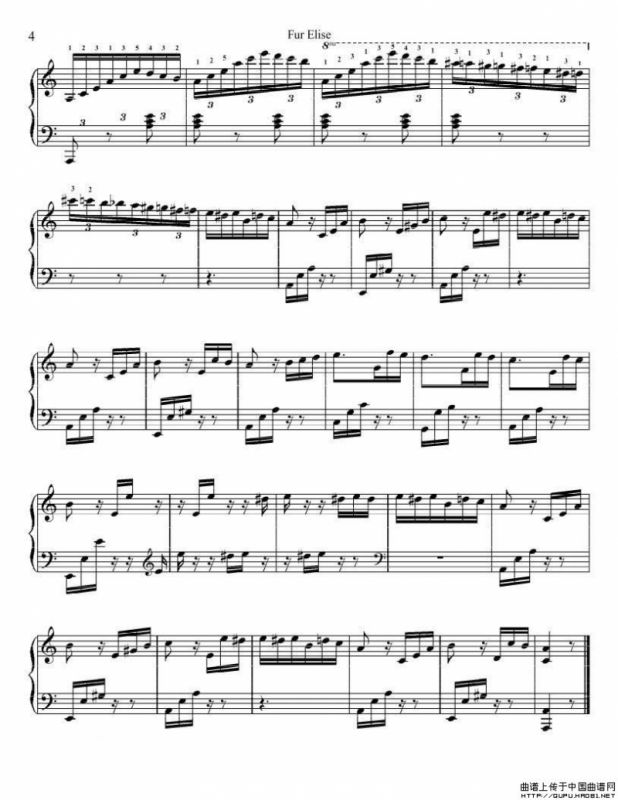 献给爱丽丝（带详细指法）