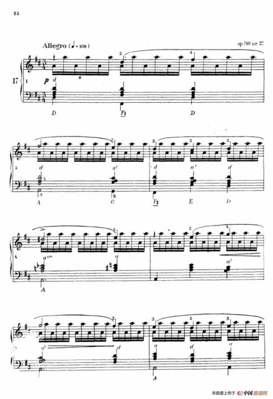 《车尔尼手风琴练习曲集》第Ⅳ册（第16——17首）