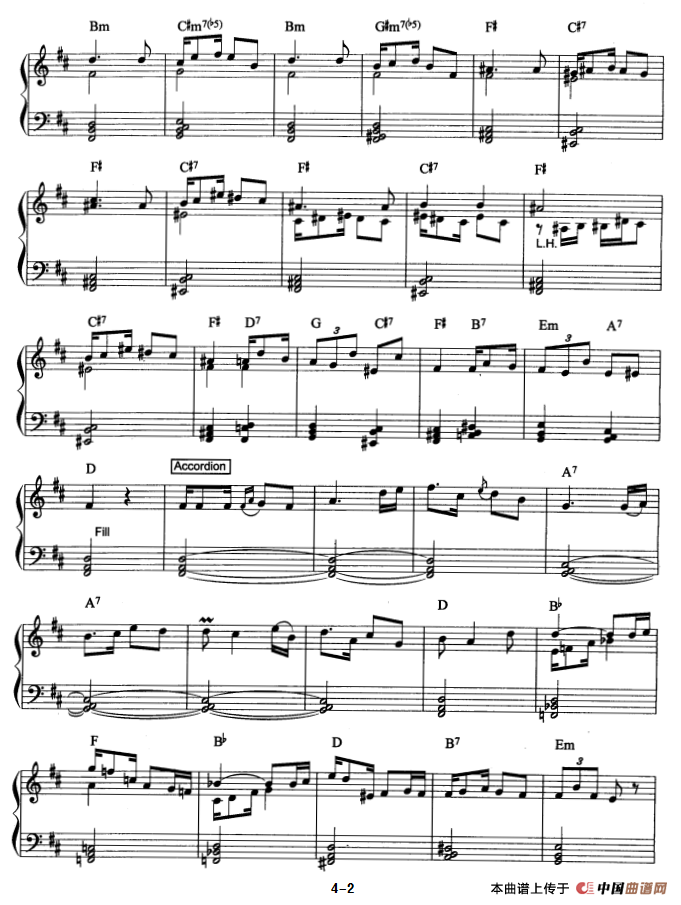 D大调探戈舞曲（爵士乐谱）