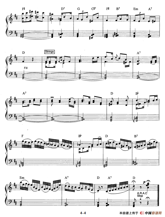 D大调探戈舞曲（爵士乐谱）