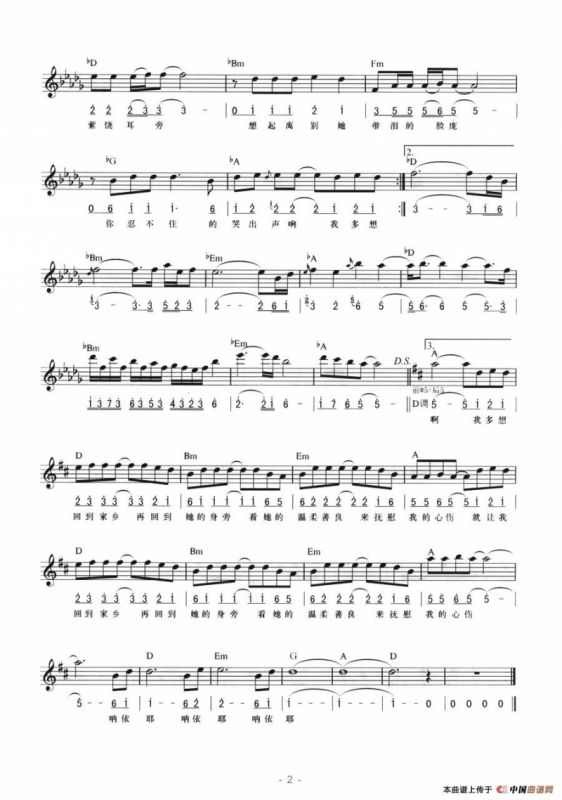 在他乡（线简混排弹唱谱）