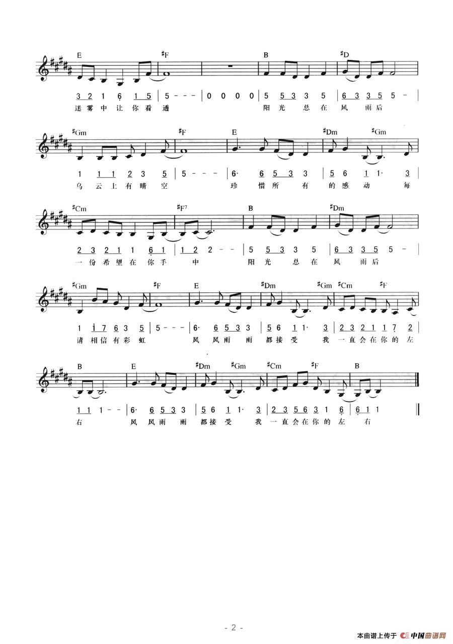 阳光总在风雨后（线简混排弹唱谱）