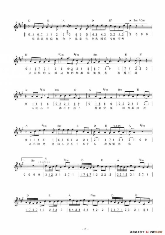 命中注定（线简混排弹唱谱）