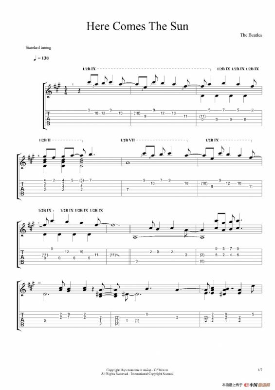 古典吉他：The Beatles：Here Comes The Sun