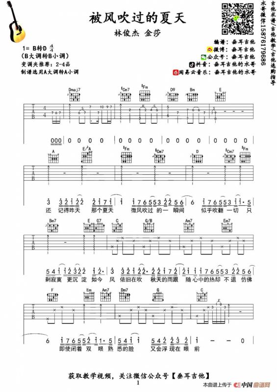 被风吹过的夏天（垂耳吉他编配版）