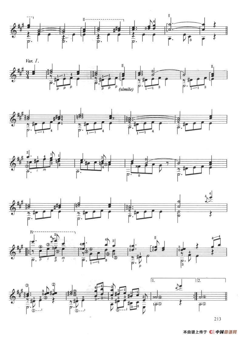 古典吉他考级十级外国乐曲A组（3、威尼斯狂欢节主题与变奏）