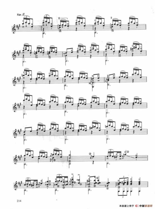 古典吉他考级十级外国乐曲A组（3、威尼斯狂欢节主题与变奏）