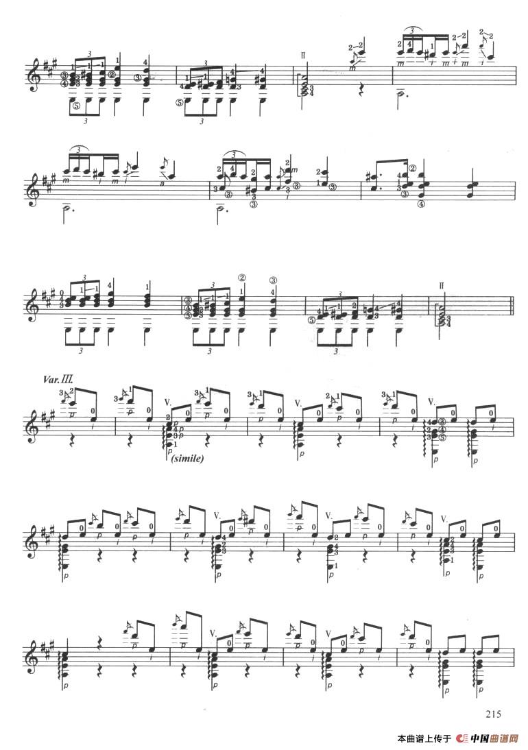 古典吉他考级十级外国乐曲A组（3、威尼斯狂欢节主题与变奏）