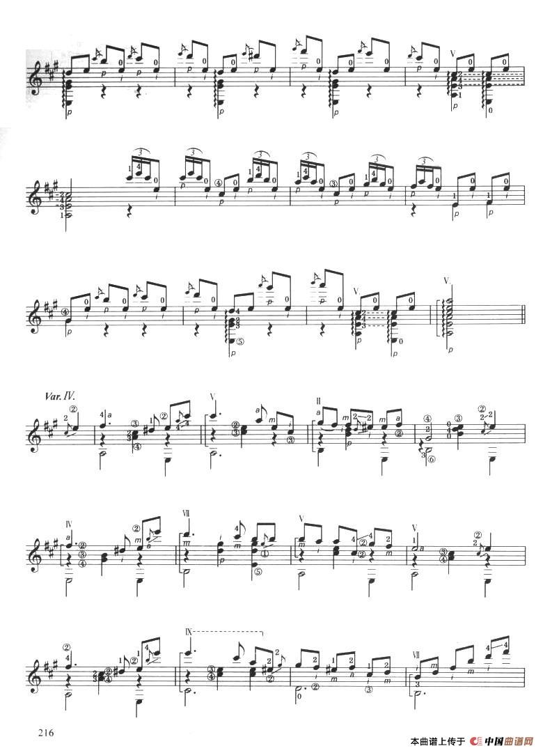 古典吉他考级十级外国乐曲A组（3、威尼斯狂欢节主题与变奏）