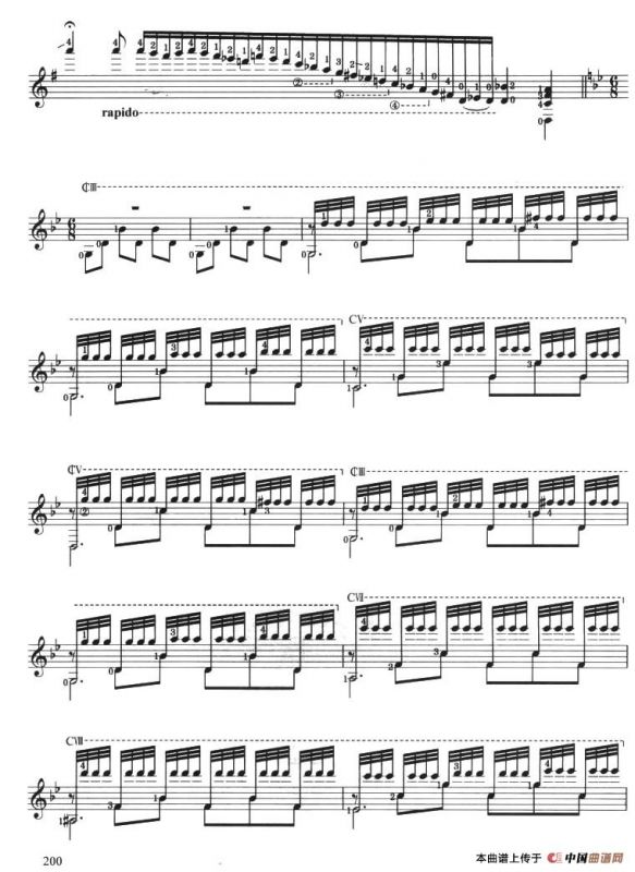 古典吉他考级十级外国乐曲A组（1、梦中的森林）