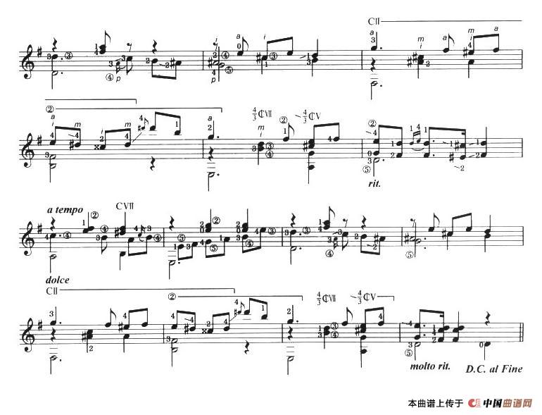 古典吉他考级八级外国乐曲B组（1、G大调玛祖卡）