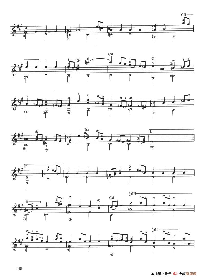 古典吉他考级八级外国乐曲A组（4、A大调奏鸣曲）