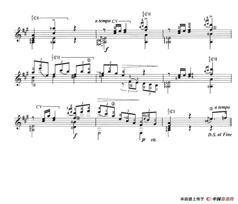 古典吉他考级七级外国乐曲C组（3、玛丽埃塔）