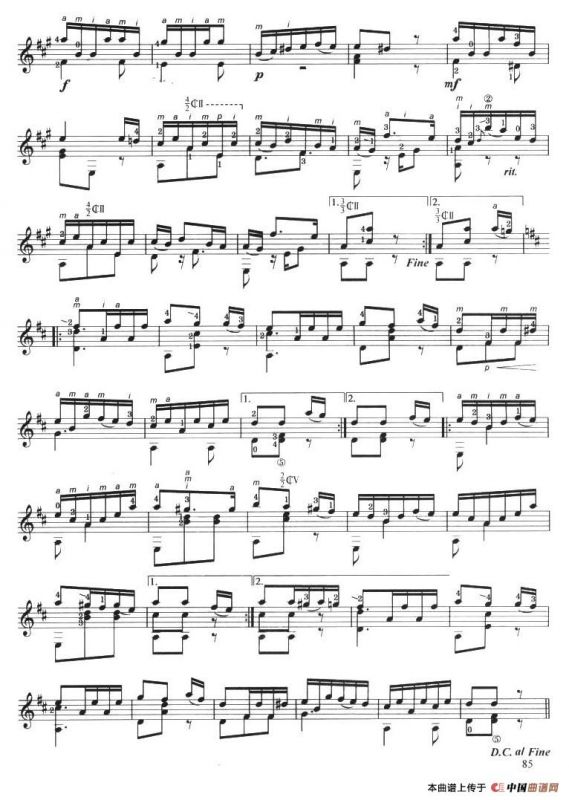 古典吉他考级六级外国乐曲B组（4首）