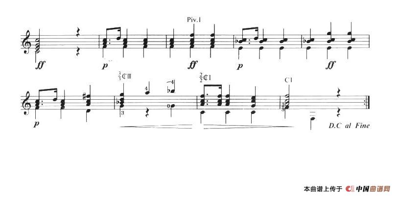 古典吉他考级三级外国乐曲B组（4首）