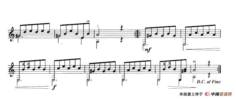 古典吉他考级一级外国乐曲A组（4首）