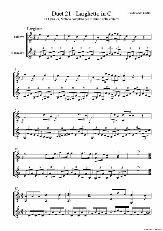 Metodo Completo Op.27-3（古典吉他二重奏练习·21）