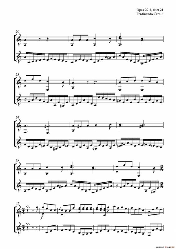 Metodo Completo Op.27-3（古典吉他二重奏练习·21）