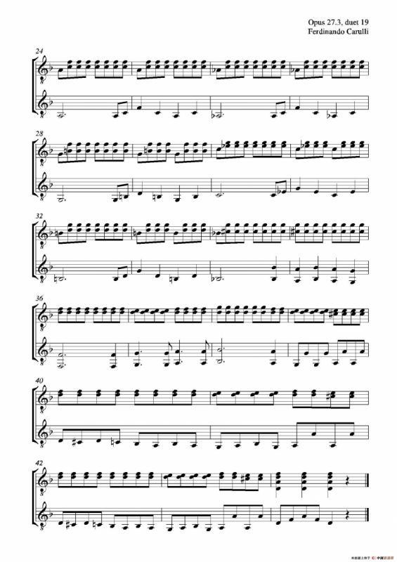 Metodo Completo Op.27-3（古典吉他二重奏练习·19）