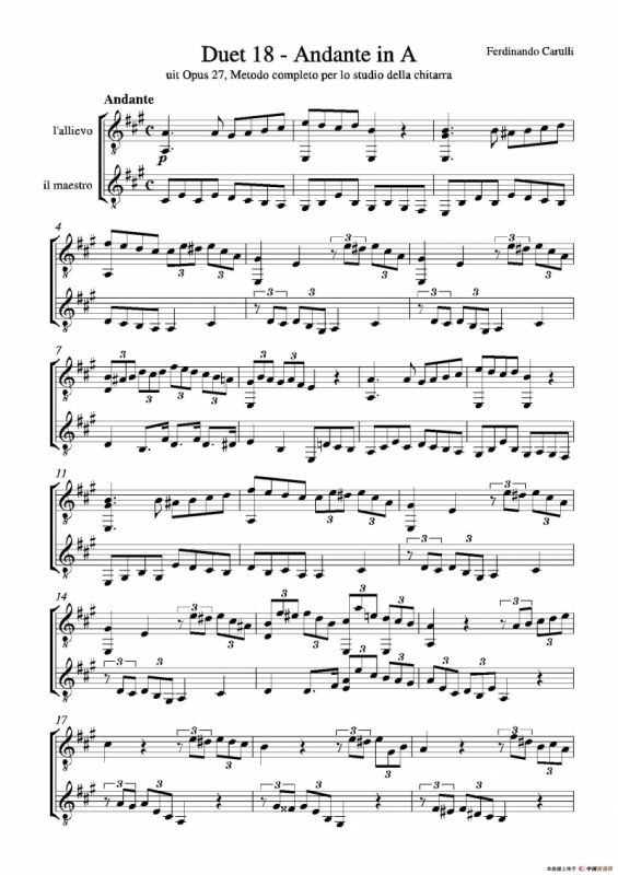 Metodo Completo Op.27-3（古典吉他二重奏练习·18）