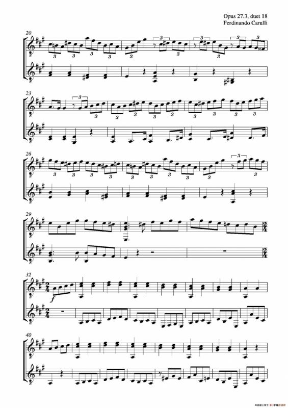 Metodo Completo Op.27-3（古典吉他二重奏练习·18）