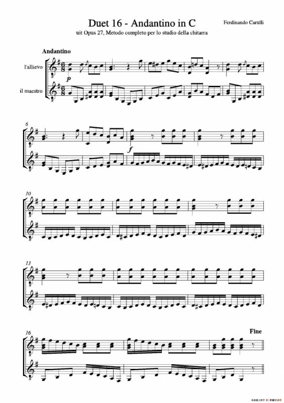 Metodo Completo Op.27-3（古典吉他二重奏练习·16）