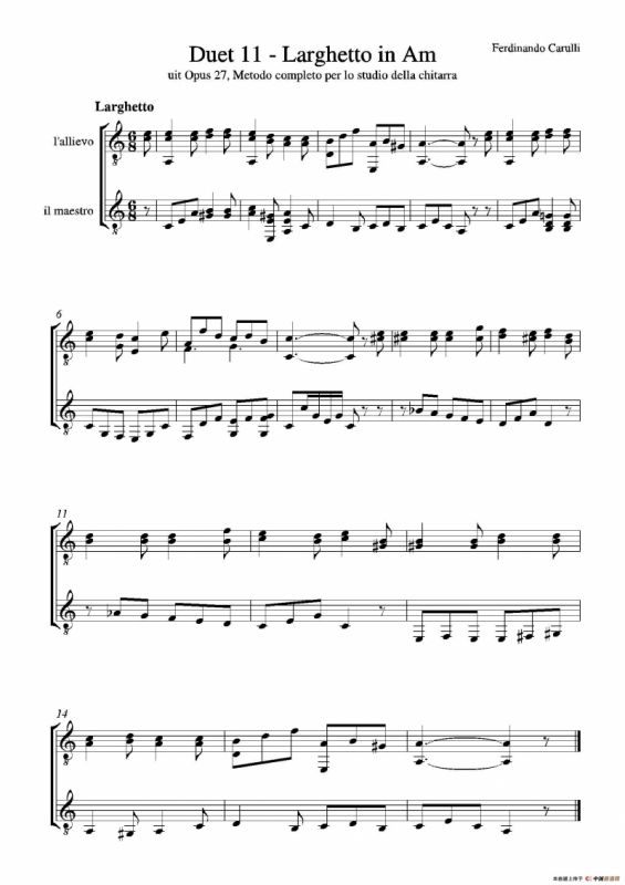 Metodo Completo Op.27-3（古典吉他二重奏练习·11）