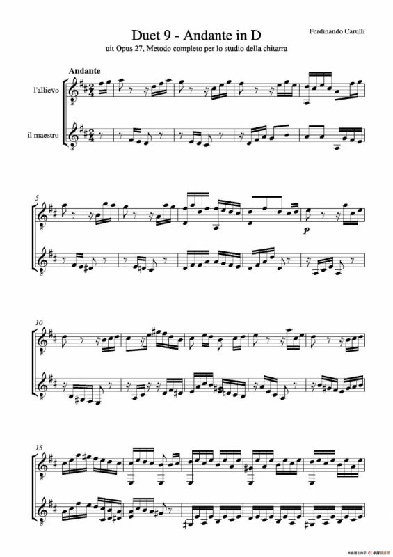 Metodo Completo Op.27-3（古典吉他二重奏练习·9）