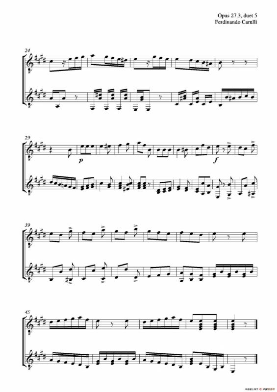 Metodo Completo Op.27-3（古典吉他二重奏练习·5）