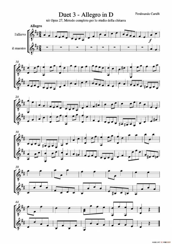 Metodo Completo Op.27-3（古典吉他二重奏练习·3）