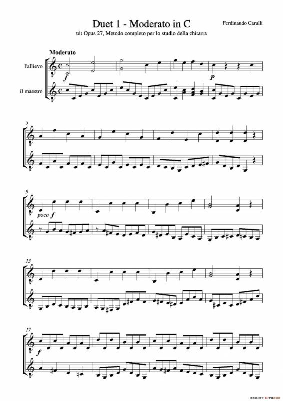 Metodo Completo Op.27-3（古典吉他二重奏练习·1）