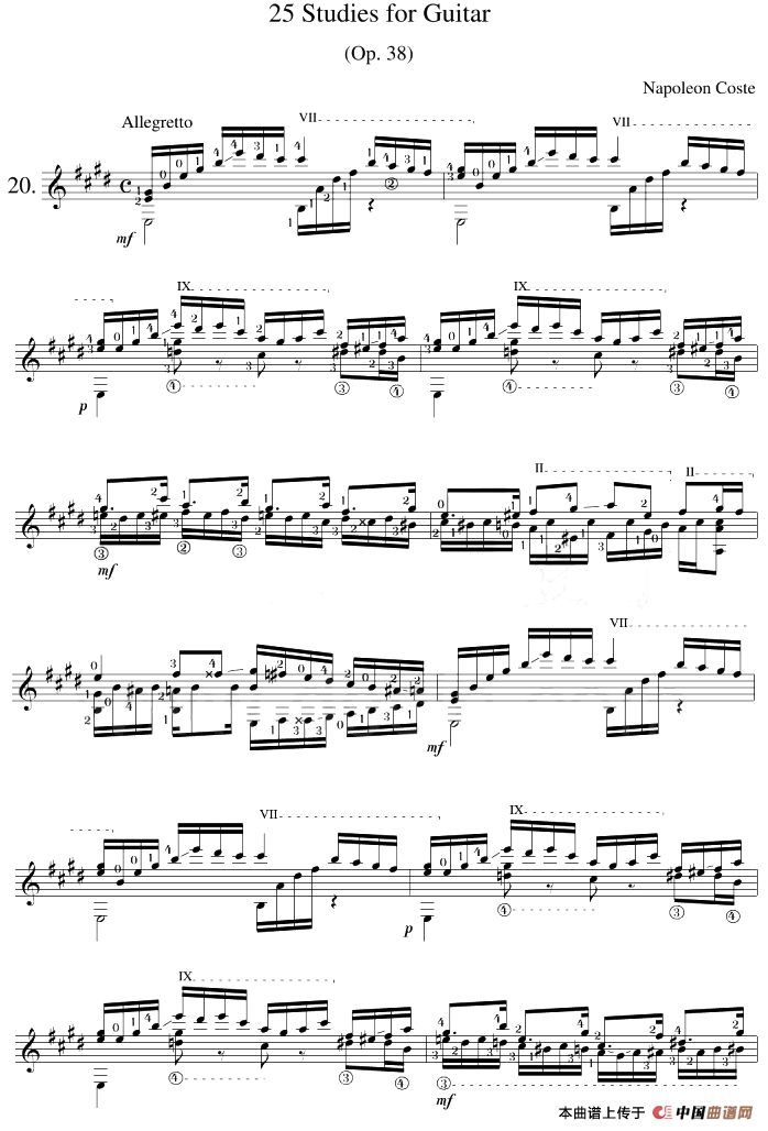 Napoleon Coste《25 Studies,Op.38》（STUDY 20）