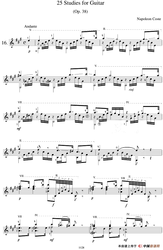 Napoleon Coste《25 Studies,Op.38》（STUDY 16）