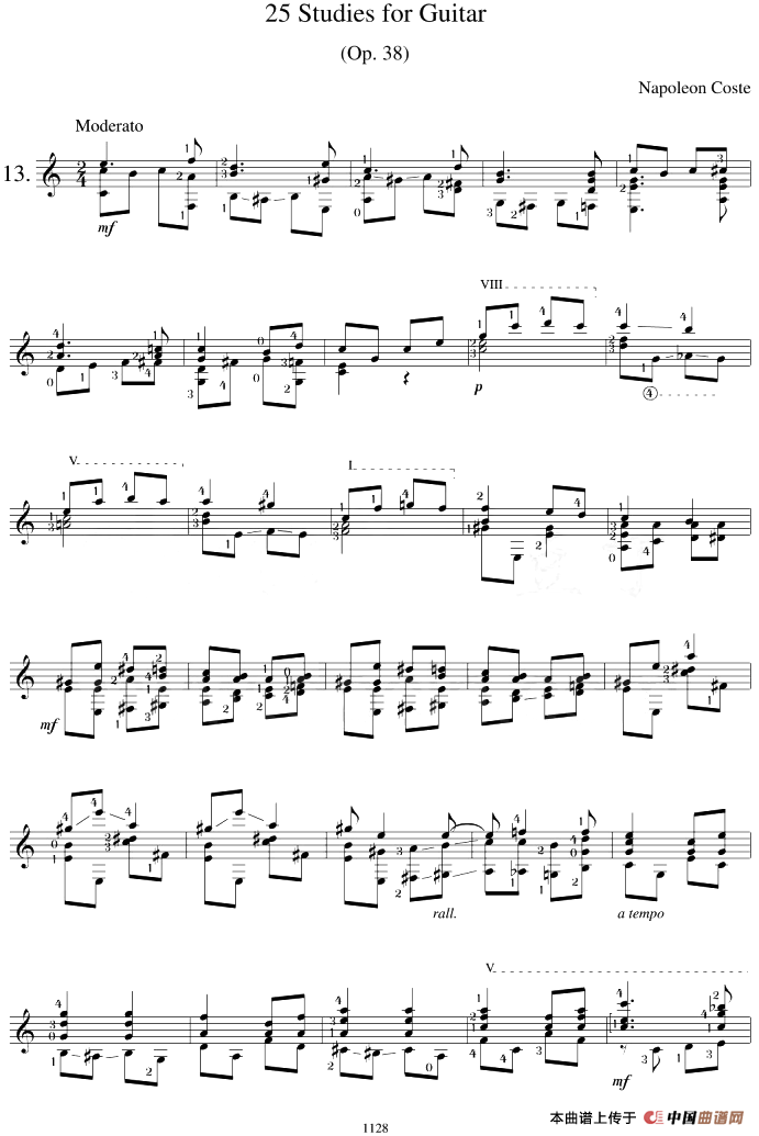 Napoleon Coste《25 Studies,Op.38》（STUDY 13）