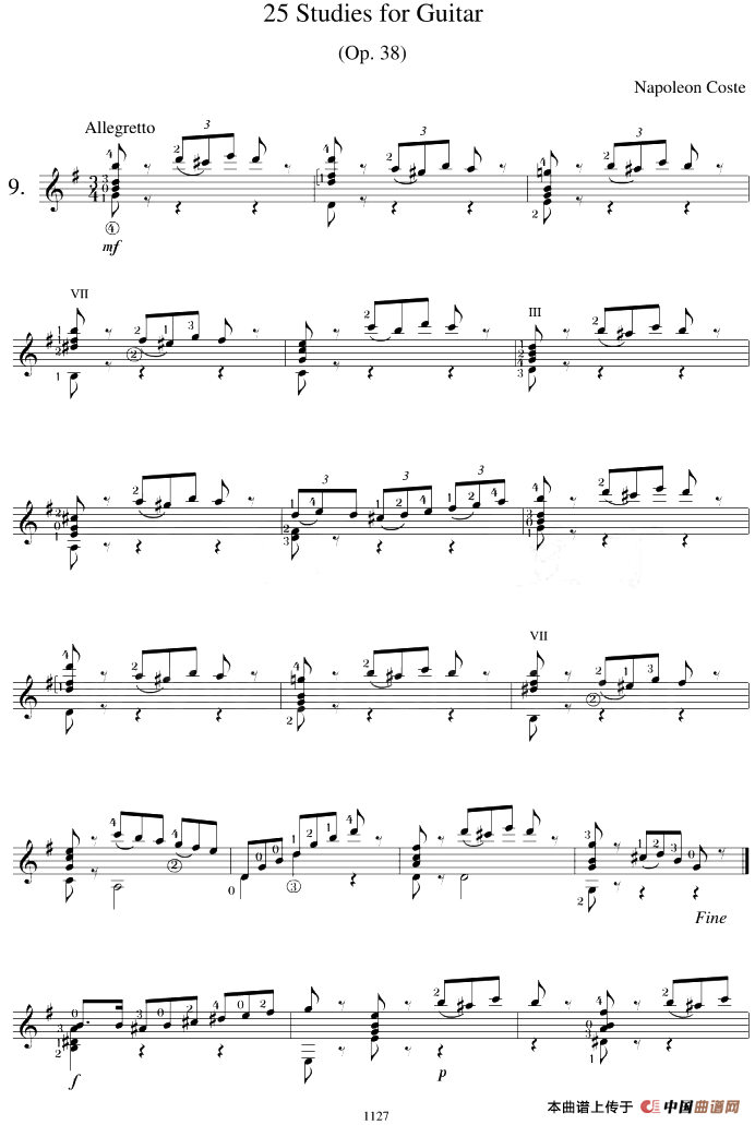 Napoleon Coste《25 Studies,Op.38》（STUDY 9）