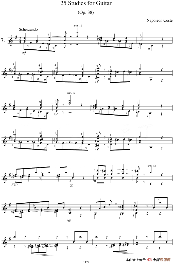 Napoleon Coste《25 Studies,Op.38》（STUDY 7）