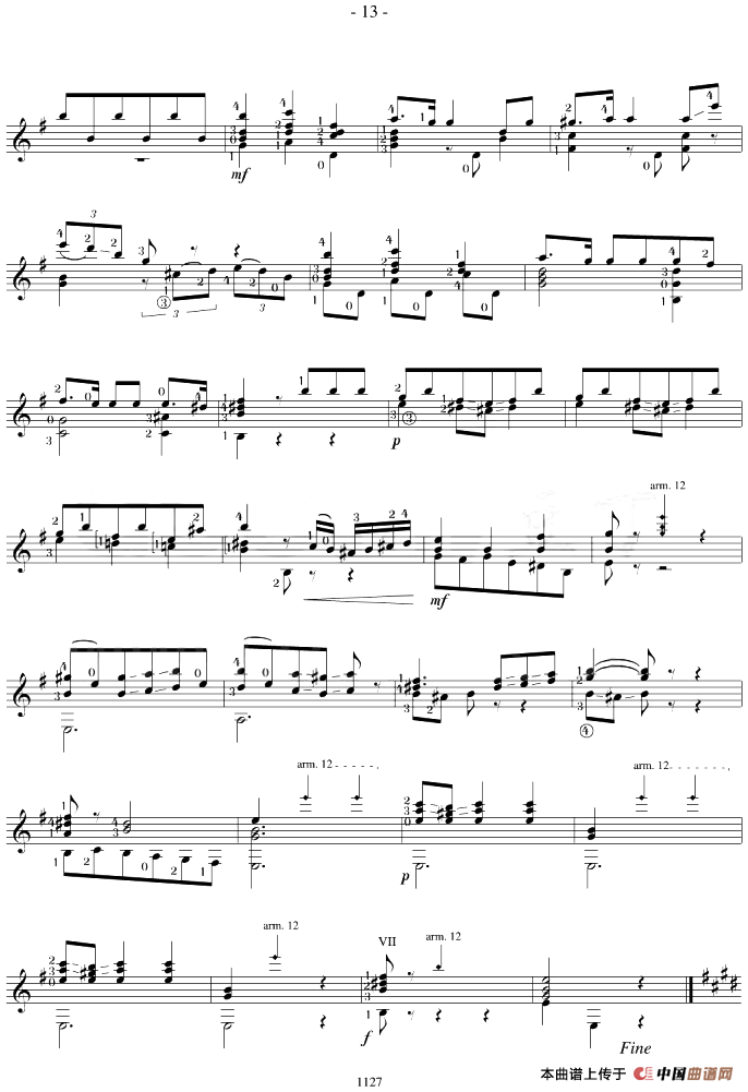 Napoleon Coste《25 Studies,Op.38》（STUDY 7）