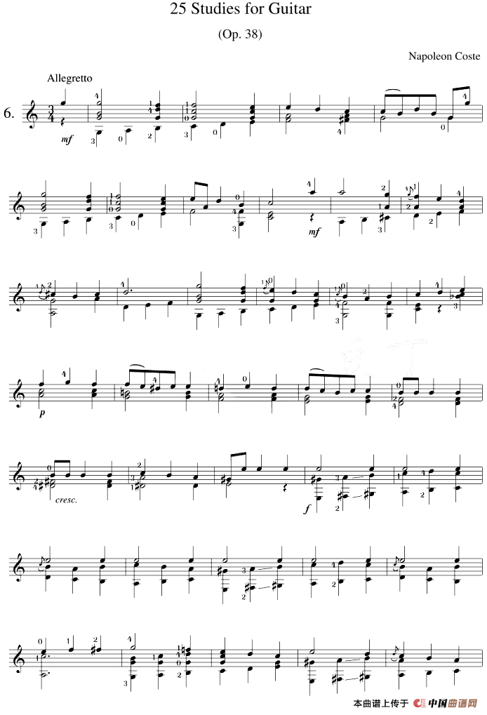 Napoleon Coste《25 Studies,Op.38》（STUDY 6）