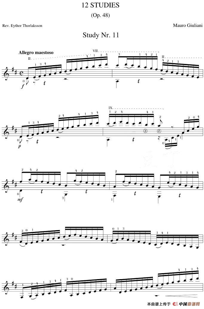 Mauro Giuliani《12 Studies,Op.48》（STUDY 11）