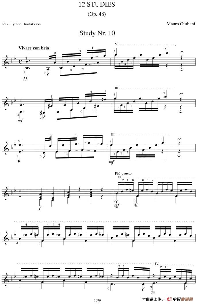 Mauro Giuliani《12 Studies,Op.48》（STUDY 10）